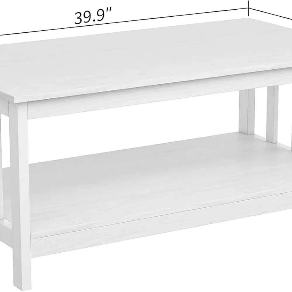 40 Table de salon blanche de style ferme avec étagère