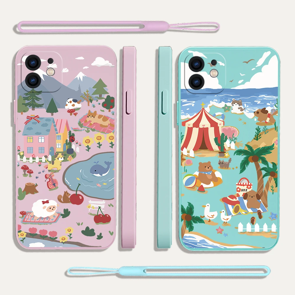 Picnic Beach Phone Case For OPPO A54 A74 A57 A96 A76 A36 A95 A12 A15 A15S A16 A16K A9 A5 2020 4G 5G Liquid Silicone Cover