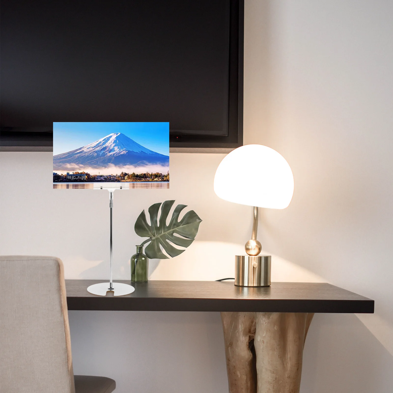 Présentoir d'affiche réglable en forme de T en acier inoxydable, support de bannière, support de panneau publicitaire de bureau pour affichage de panneaux