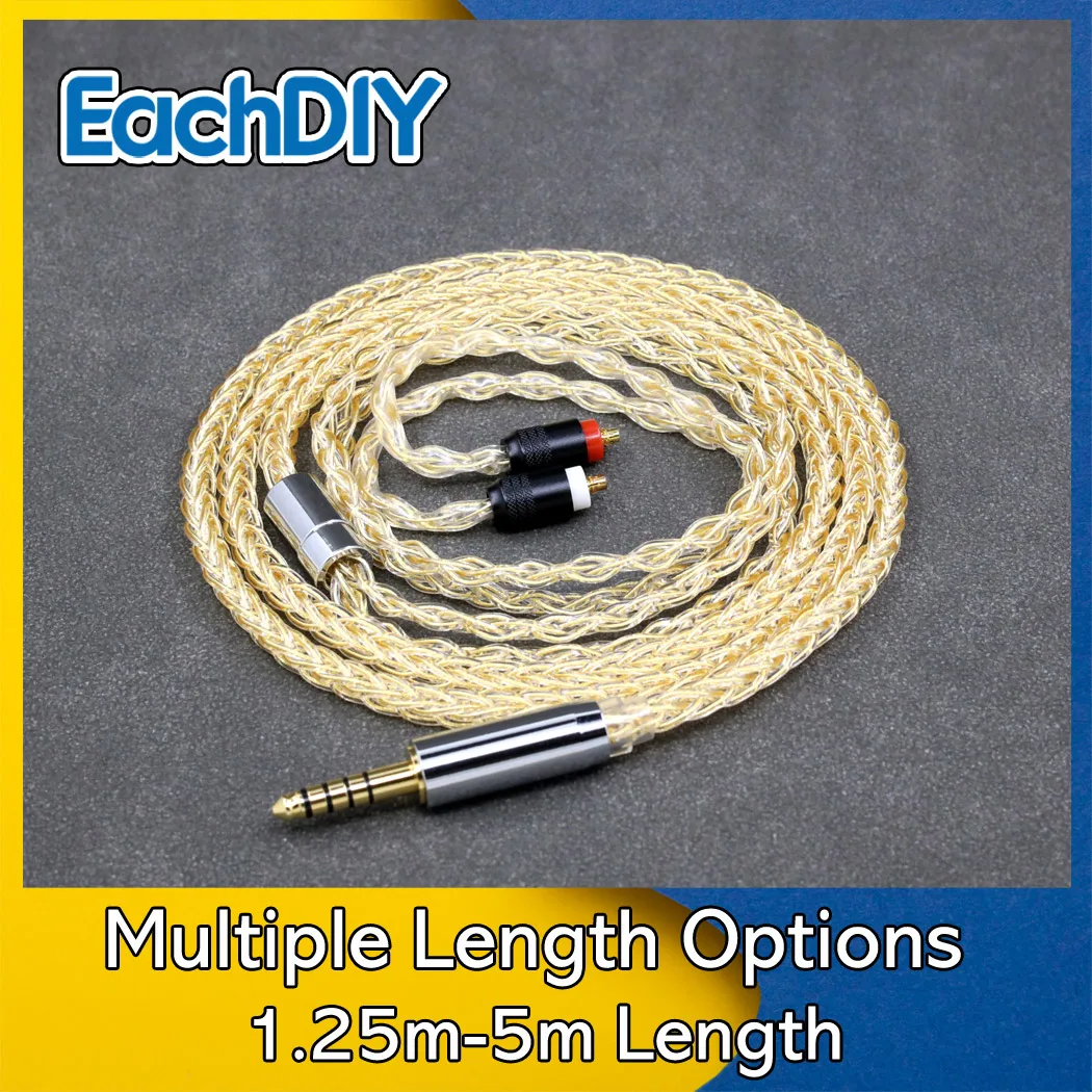 

8 Core 99% 7n Pure Silver 24k Gold Plated Earphone Cable For Sony IER-M7 IER-M9 IER-Z1R Headset LN008423