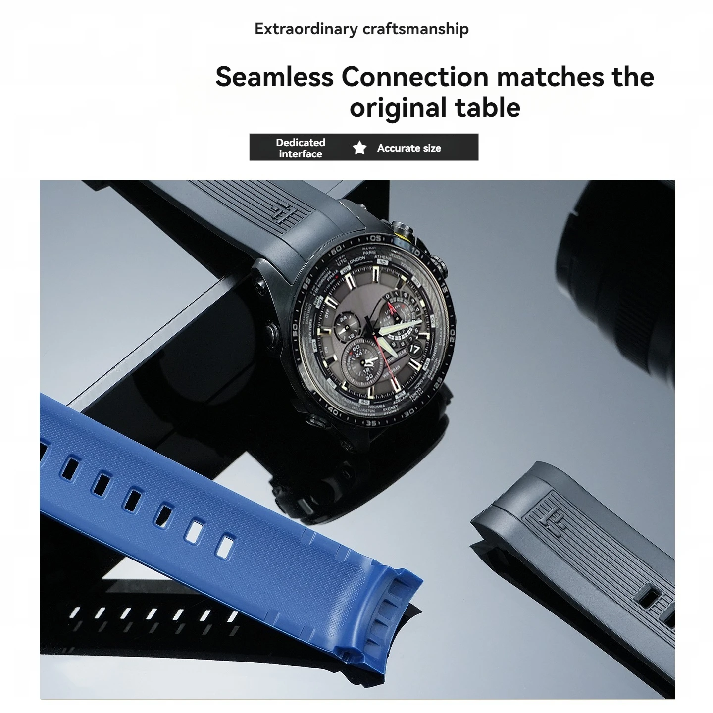 22mm Silicone Rubber Watch Band Strap with Curved End Links for Casio Edifice EQS-500 EQA-200 EQA-300 EQW-M600 Sport Men's view 2