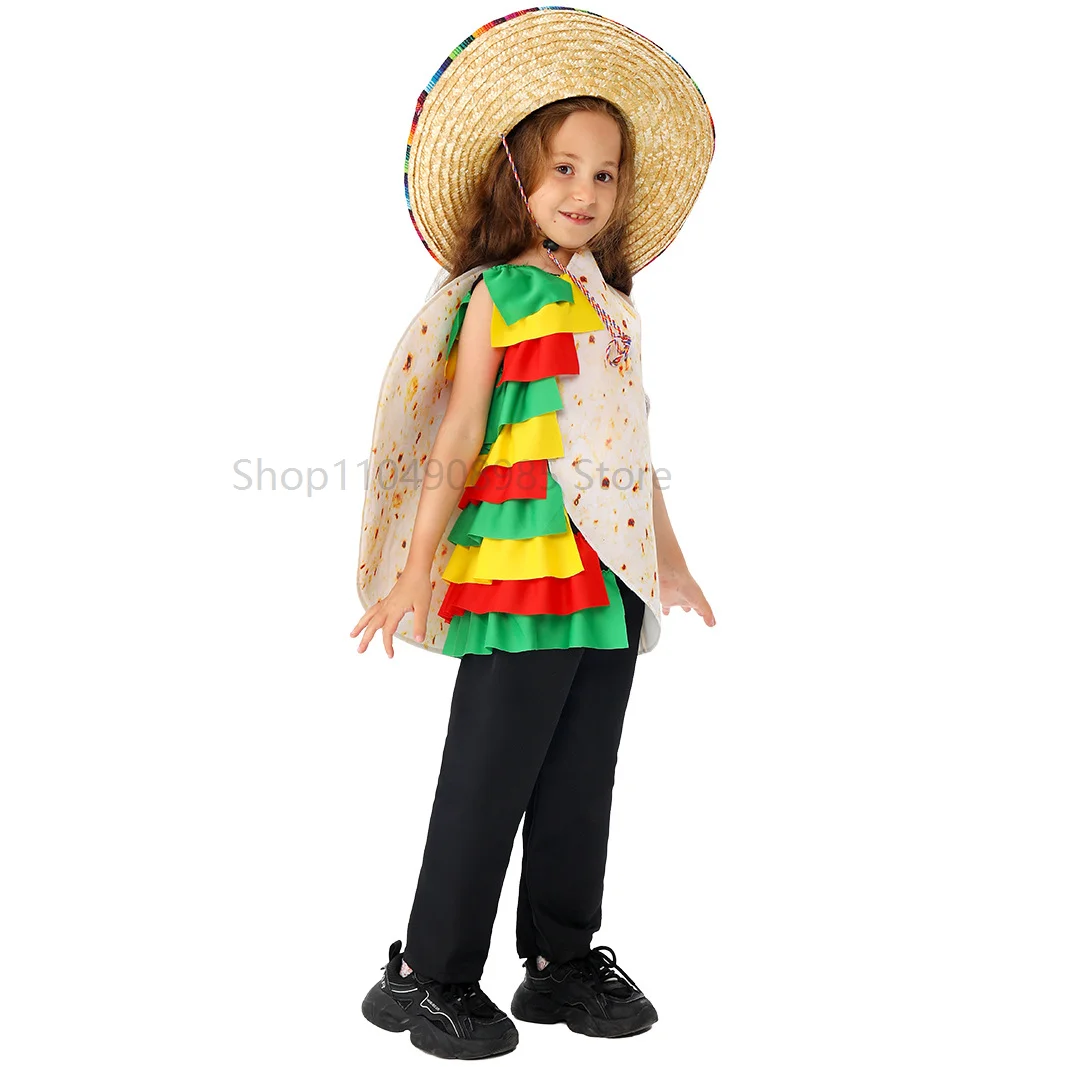 

ACosplay Burritos Play Costume for Children Cartoon Food Party Clothes Stage Performance Costume Outfits Halloween Carnival Suit