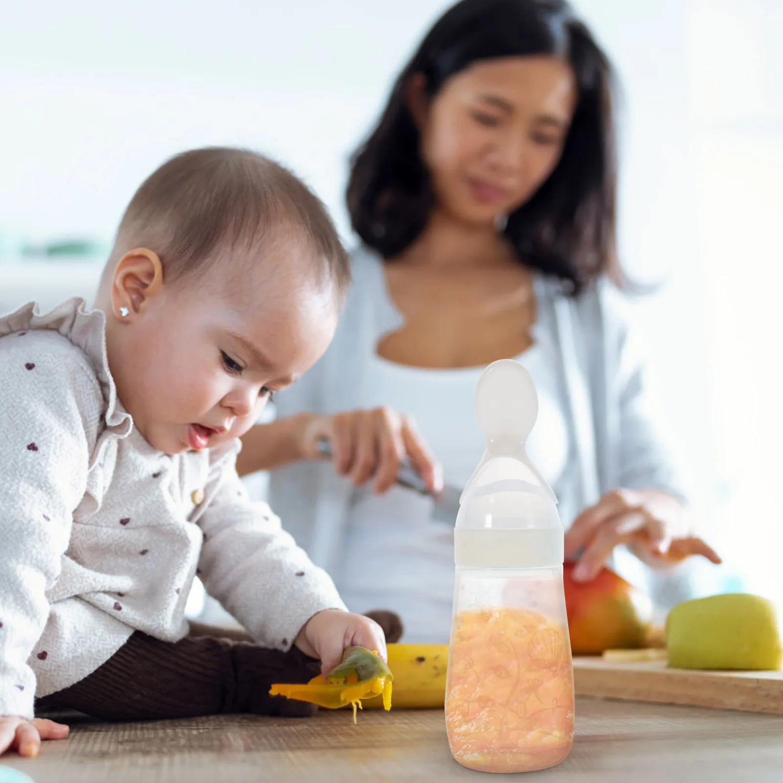 

2pcs Baby Feeding Bottles Rice Paste Containers Portable Cereal Feeders Silicone Tableware Durable Infants Accessories Milk