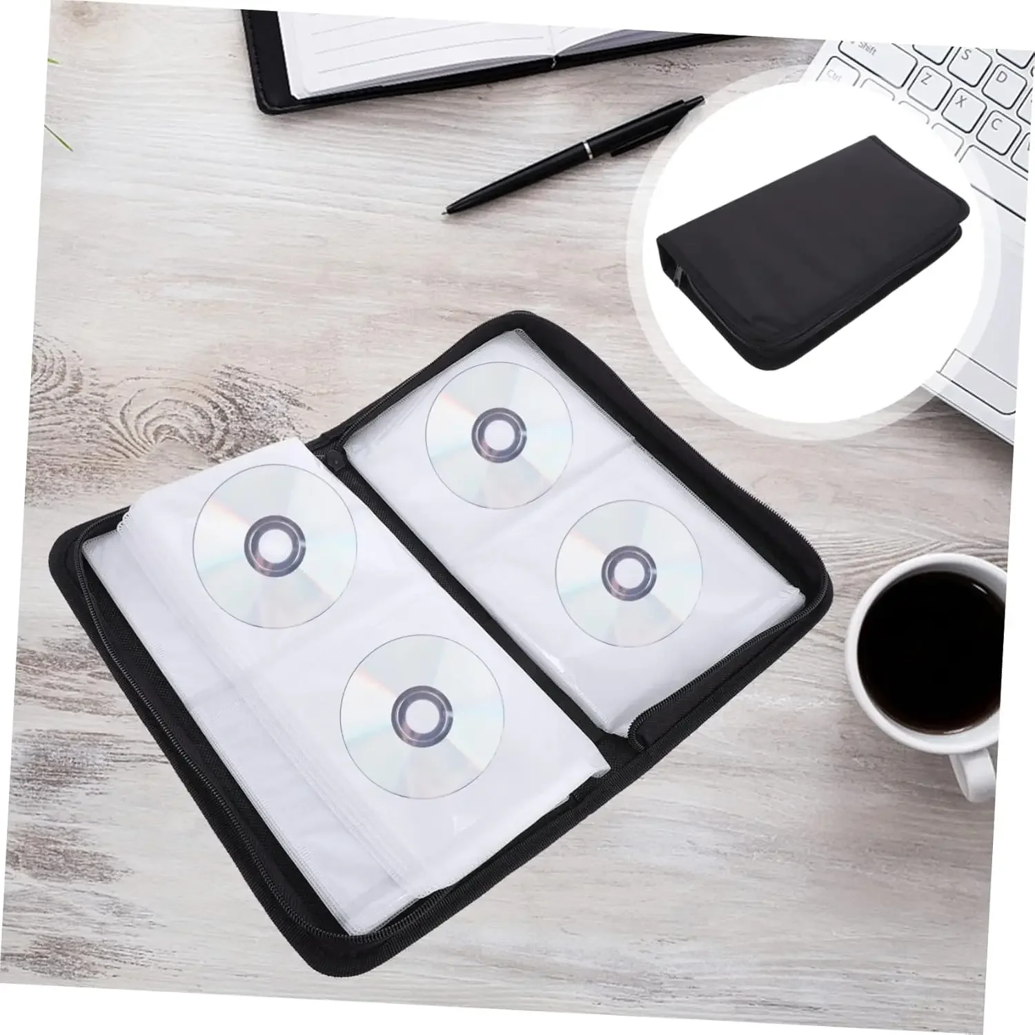 80 Discs DVD CD Storage Wallet Double-Sided Zipper Case Multi-Purpose Media Binder Album for Blu-ray Game Discs
