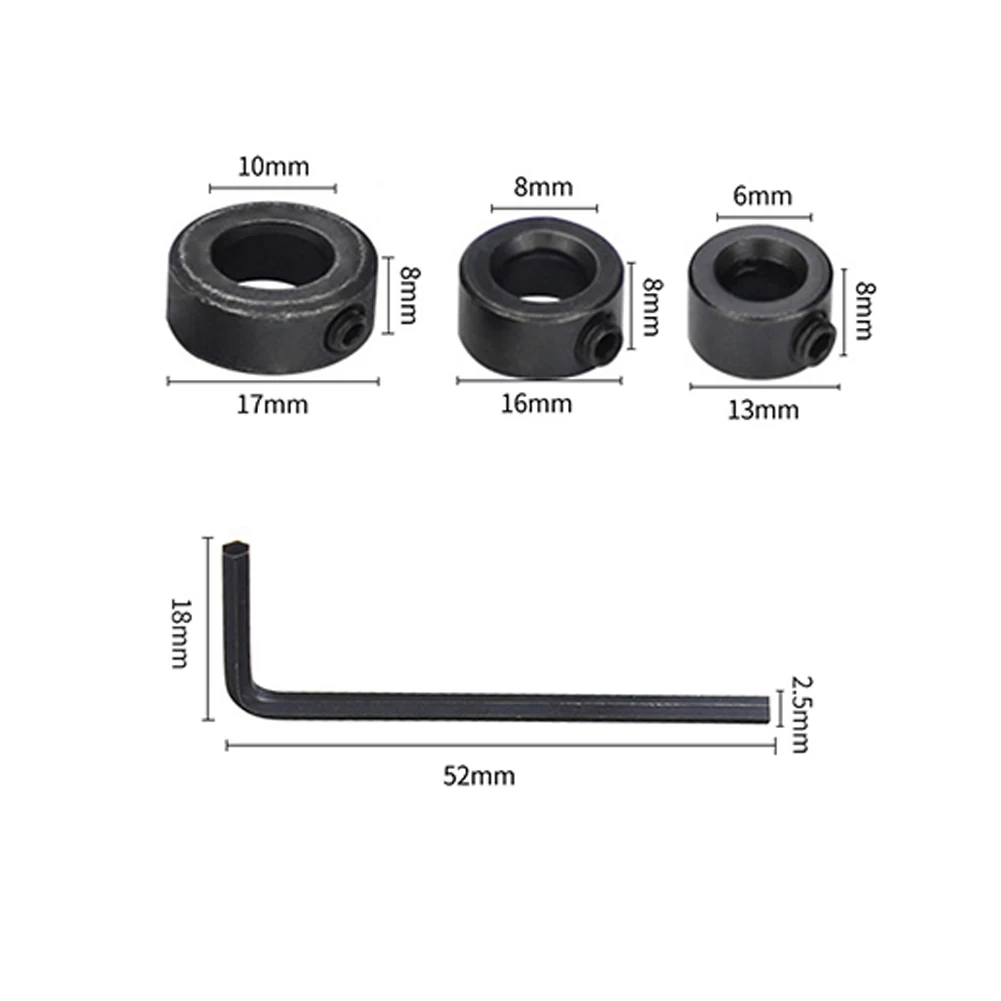 3 قطعة الحفر وقف طوق عدة 6/8/10 مللي متر النجارة التدريبات محدد مثقاب الخشب الحد حلقة HSS الأسود الحفر وقف طوق وجع مجموعة