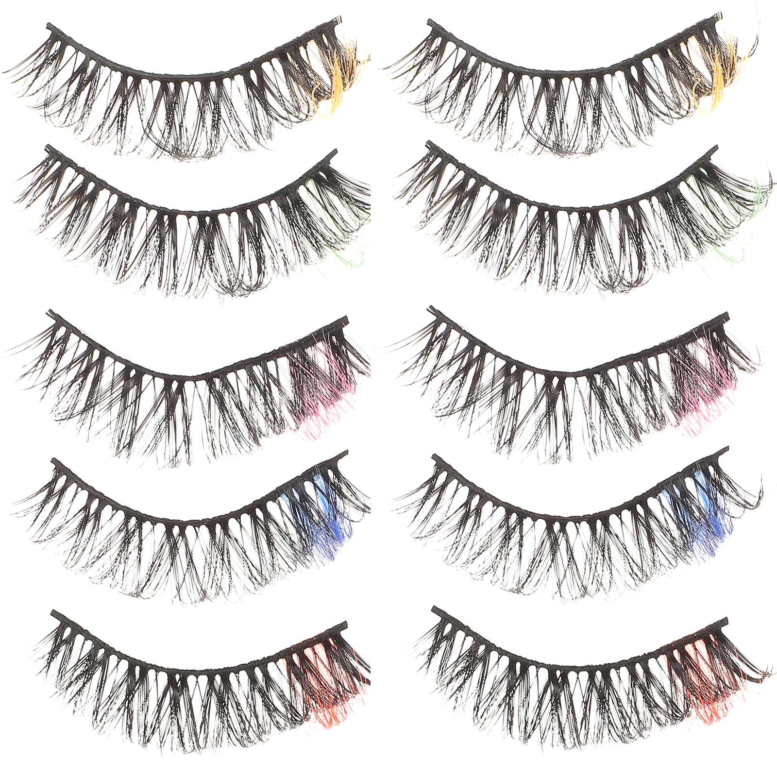 

10 Pairs False Eyelashes Set Wispy Lash Clusters Natural Strip Fun Colored Lashes Women Extensions Cosplay Halloween Parties