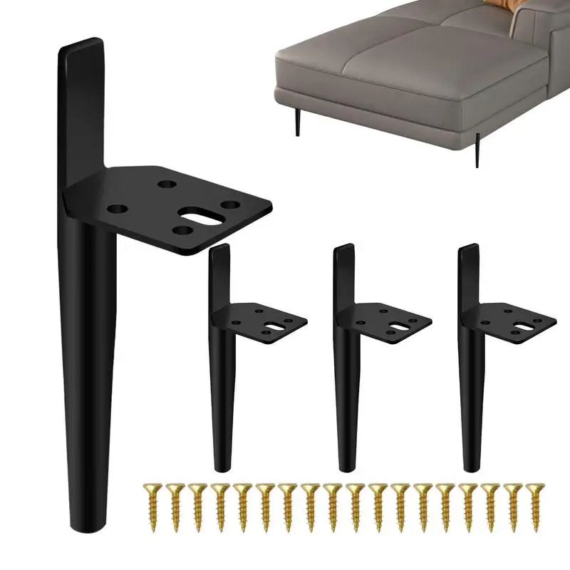 Pack 4 Metal Furniture Legs 6 Inch TV Cabinet Feet DIY Table Leg Replacement For Dresser Cupboard Couch Hardware Accessories