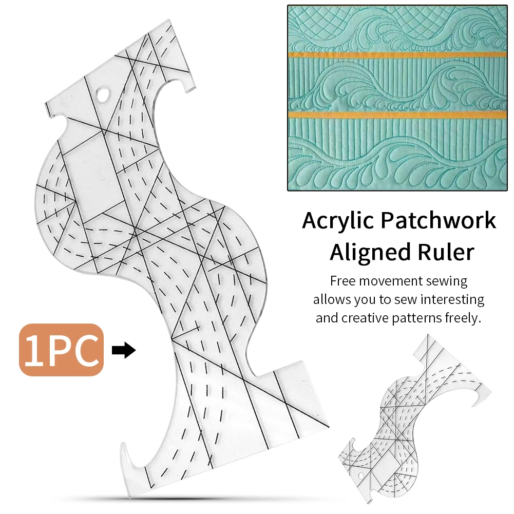 Regla alineada de retales acrílicos irregulares para oficina, medición de movimiento escolar para el hogar, dibujo, plantilla para acolchar, dibujo y costura