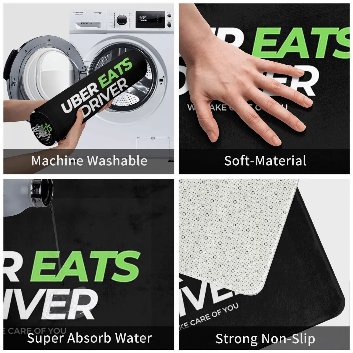 Uber Eats Driver Logo سائق توصيل الطعام غير قابل للانزلاق ممسحة الكلمة حصيرة السجاد البساط للمطبخ مدخل غرفة المعيشة مسند القدم الحصير