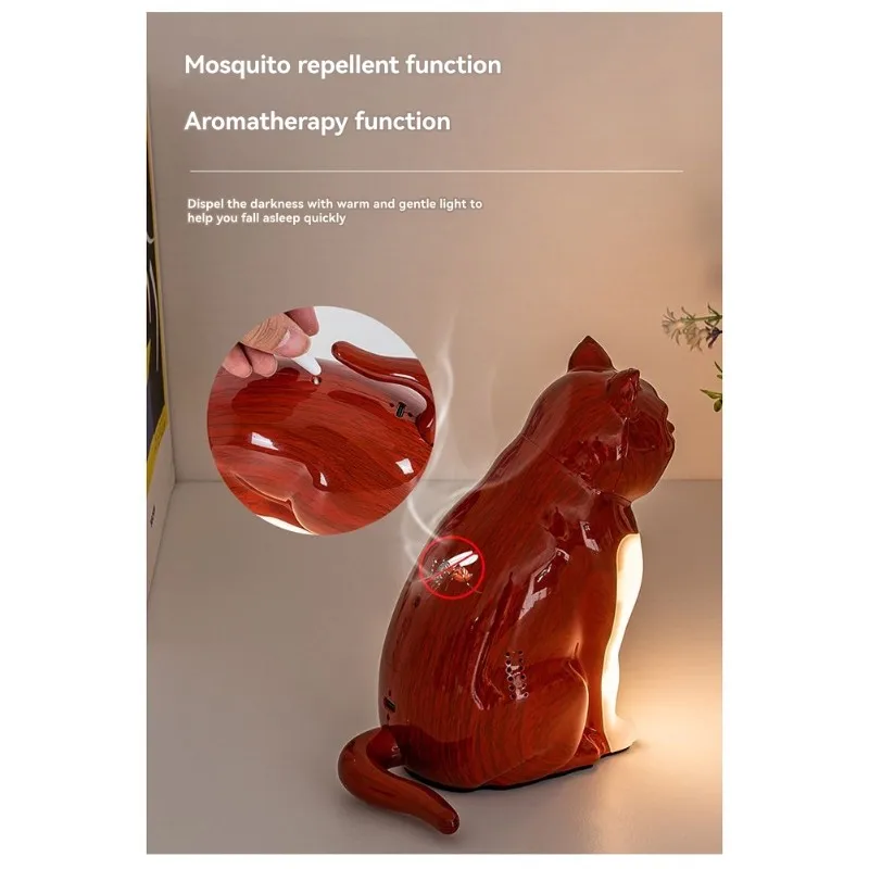 

USB перезаряжаемый ночник со звуком и ароматерапией, фирменная фигурка кошки для декора спальни, лампа