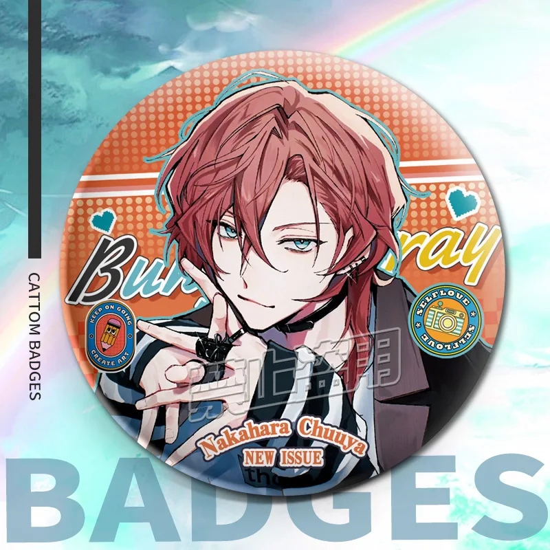 Game Bunko Wild dog Anime Surrounding Fan double flash laser Badge Double Black Dazai Ji Nakahara Also Brooch Valley