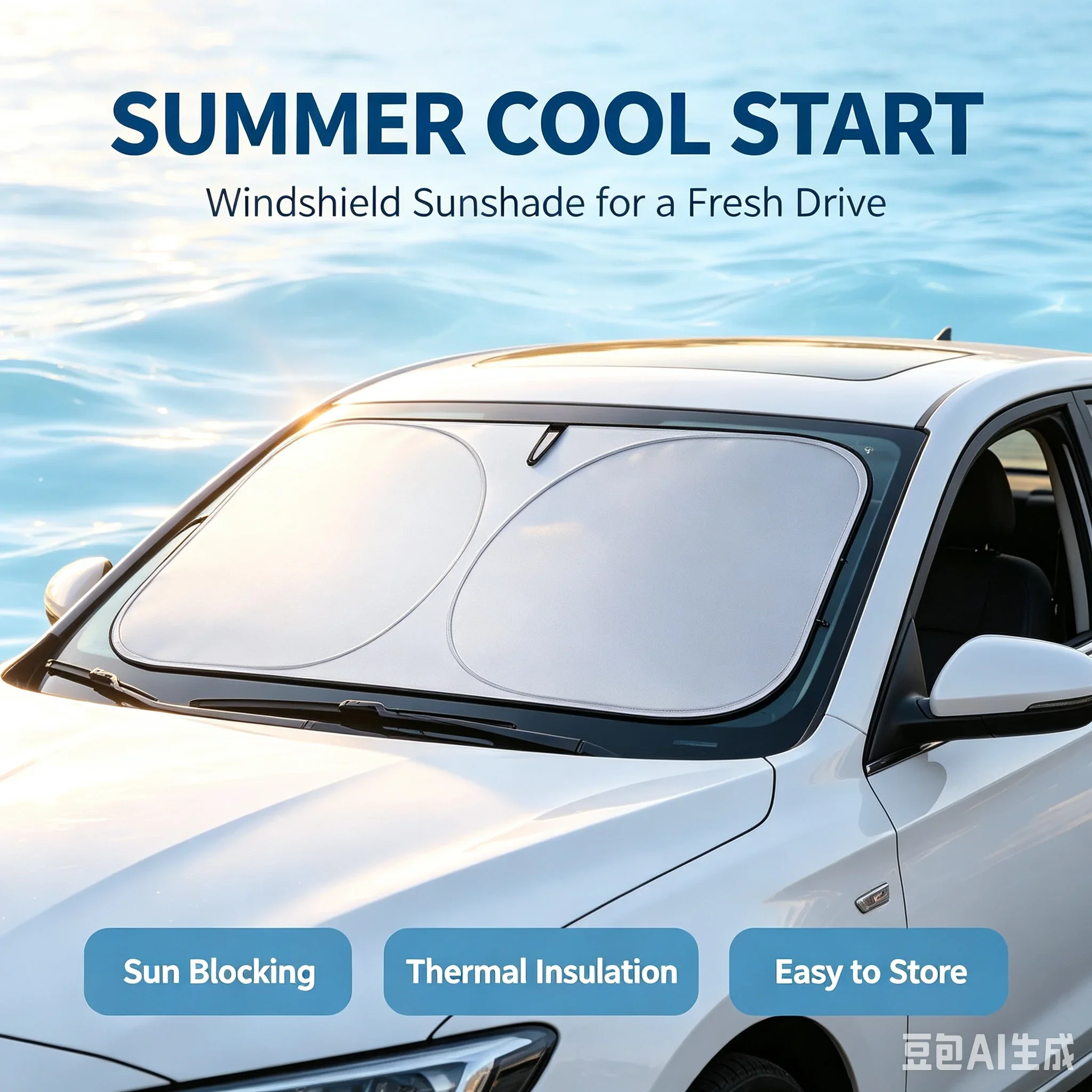 Pare-soleil pliable pour pare-brise de voiture - Protection UV et refroidissement intérieur !