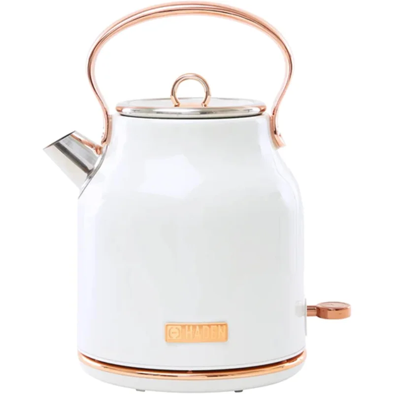 

Haden Heritage 1.7 Liter Stainless Steel Electric Kettle, Hot Water Kettle with 360-Degree Base and Auto Shutoff, Ivory & Copper