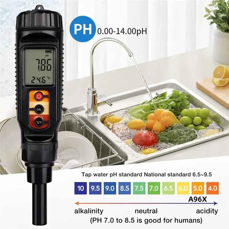 Digital Food PH Meter 0.00-14.00 Digital Acidity Tester For Meat Cheese Bread Analyzer Meter