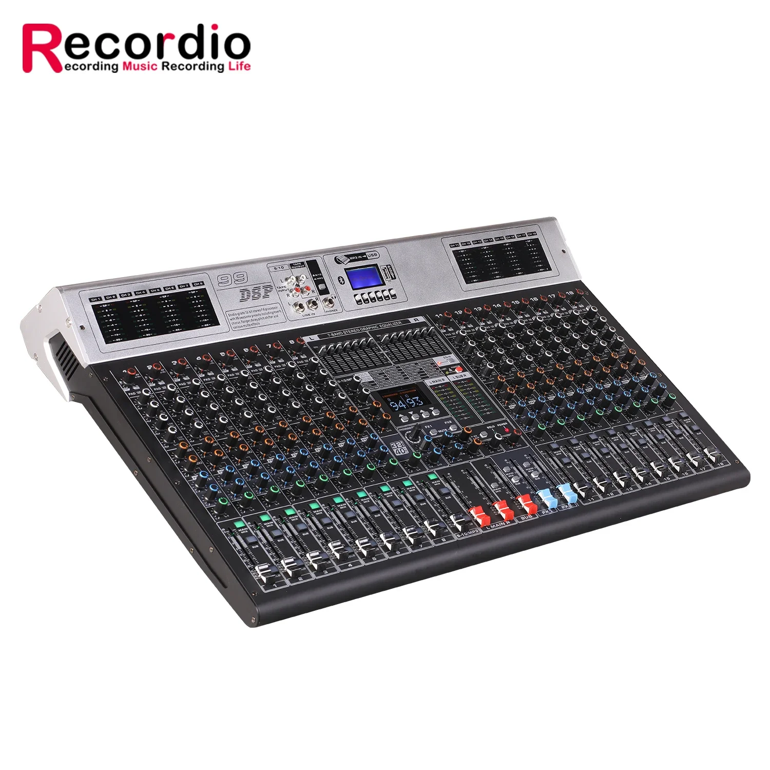 GAX-GBA18 18 Channel Reverb Mixer Double Effect LED Screen Blueteeth MP3 Stage Wedding Performance Mixer