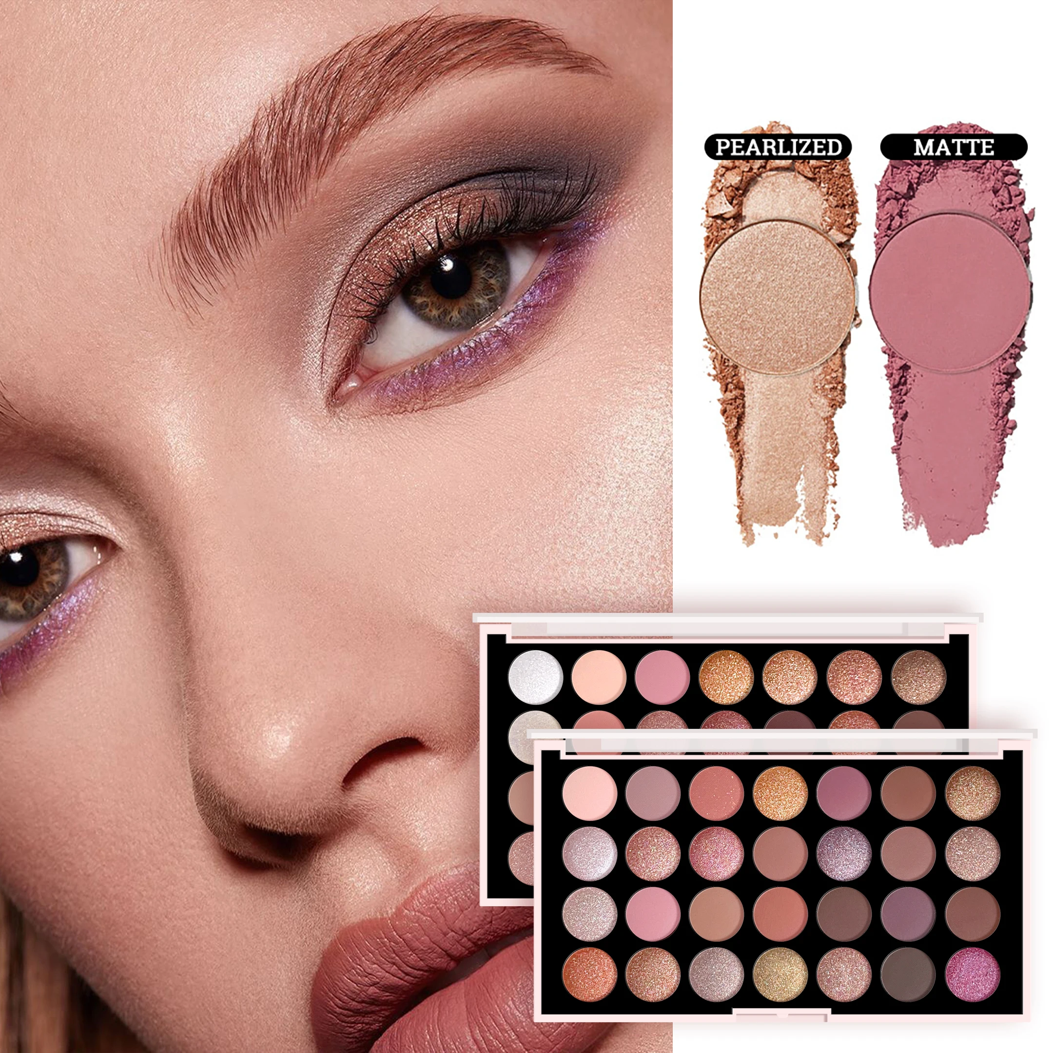 28-farbige matte Lidschatten-Palette, perlmuttartiges Glitzer-Make-up, wasserfest, langlebig und einfach zu färben, mehrfarbiger Lidschatten