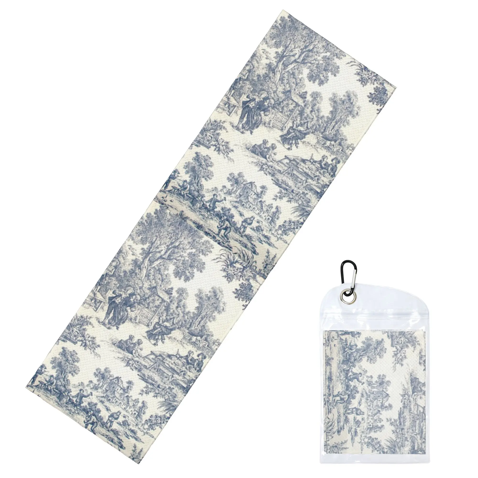 Toile de Jouy Number Cold Exercise Towel Face Towel Quick Drying French Classic Pool Breathable Cold Towel