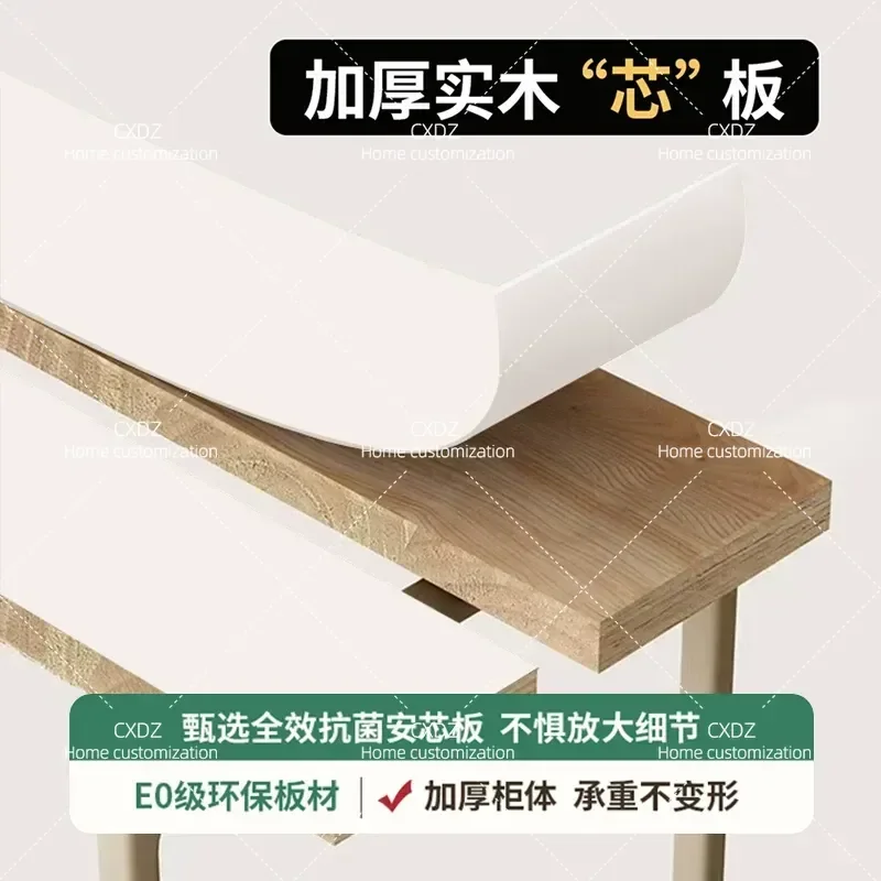 Folding Desk with Integrated Bookshelf and Cabinet One Piece Computer Table for Student Home Bedroom Cream White Storage