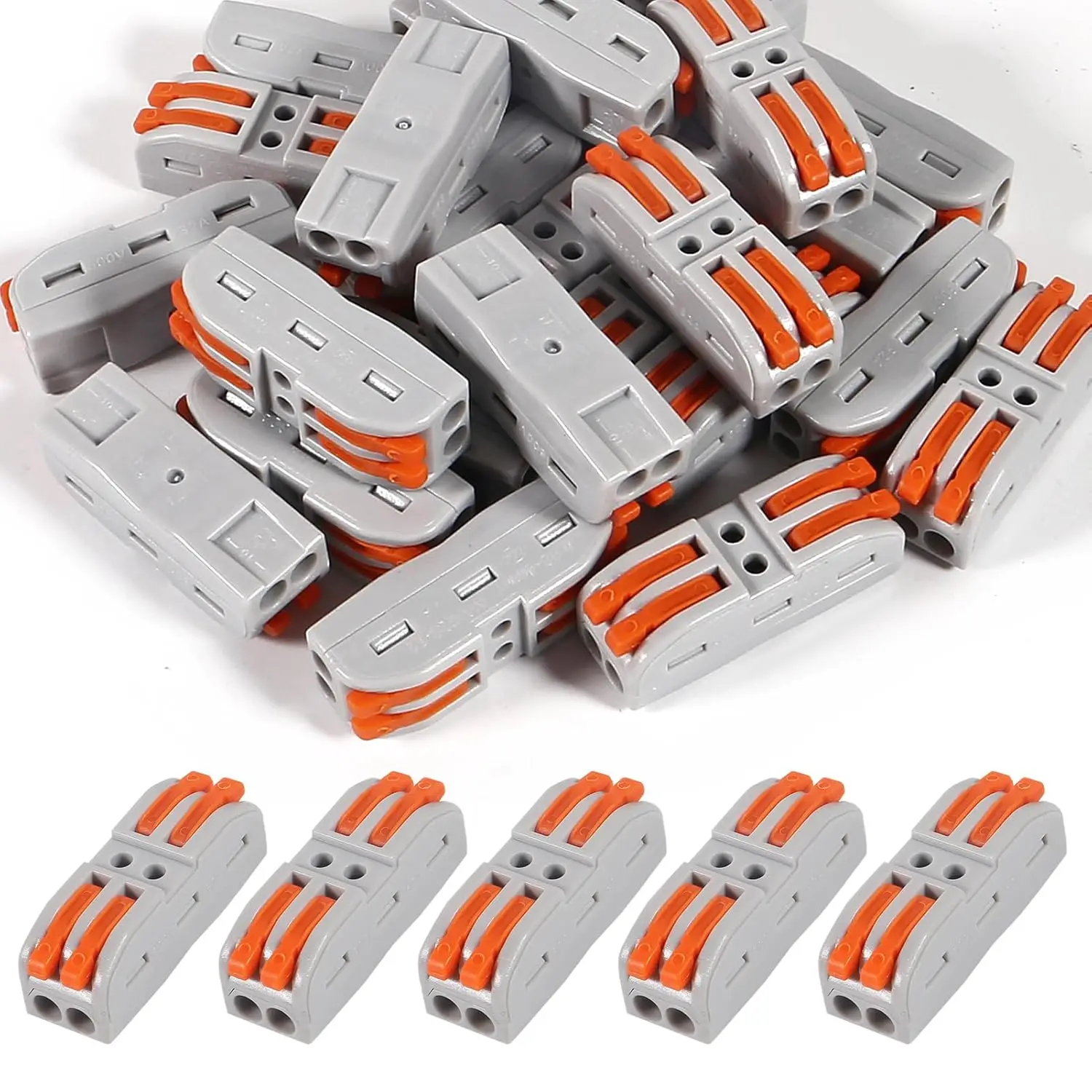 50/55/100/110PCS Lever Wire Connectors Kit, Compact Splicing Wire Fast Connection Terminal Electrical Connectors 2/3/5Port