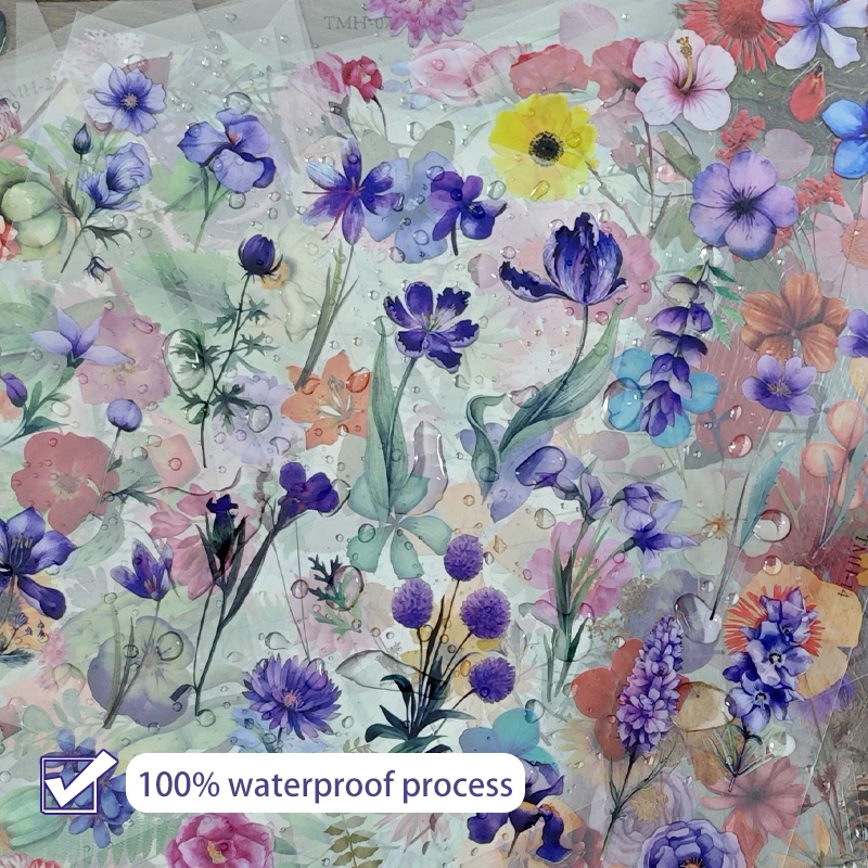 

24 Sheets PET Transparent Plant Flower Stickers DIY Decorative Guitar Notebook Waterproof Self-Adhesive Decals Kids Toys Gift