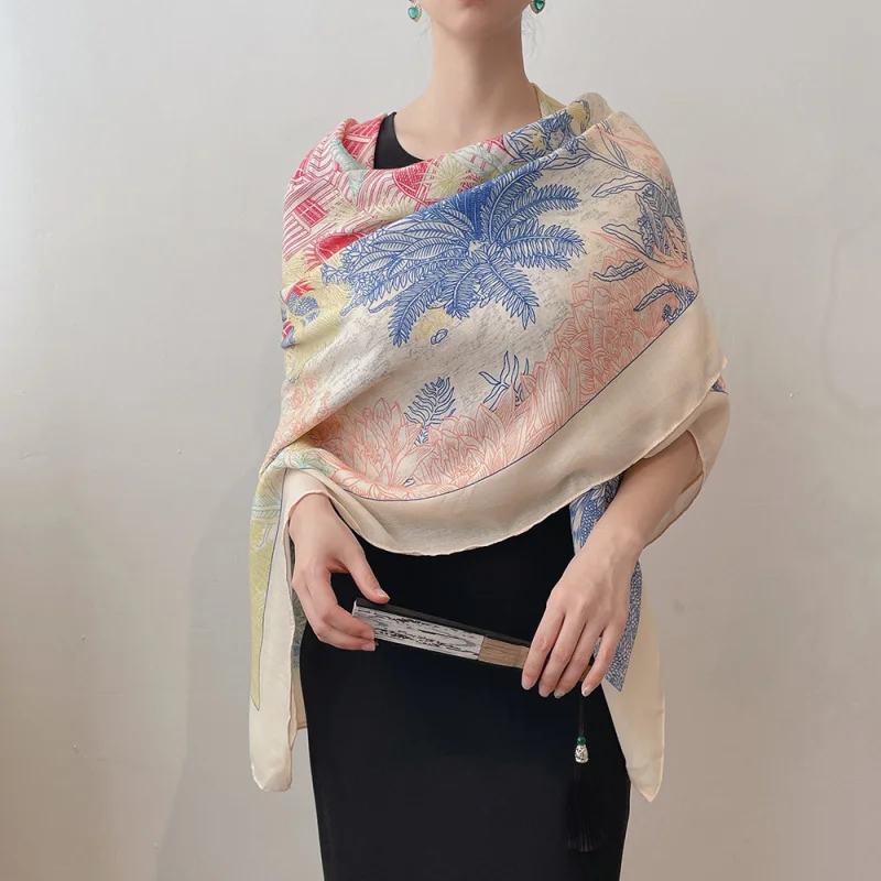 

Linen-cotton square scarf women130cmSquare scarf covering, shawl, layering accessory