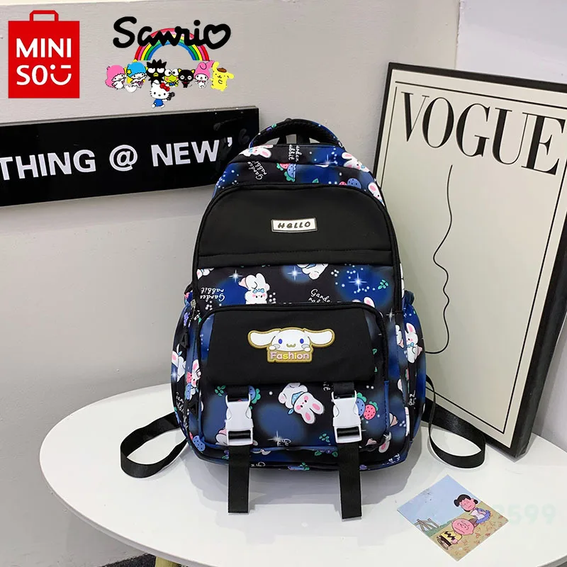 Imagem -03 - Miniso Cinnamoroll Bolsa de Escola Estudante para Meninas Mochila Pequena Feminina Grande Capacidade Alta Qualidade Elegante Fresca Nova