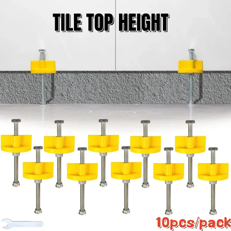 10pcs Manual Tile Locator Wall Tiles,Regulator Height Adjustment Positioner Leveler,Ceramic Fine Thread Rising Construction Tool