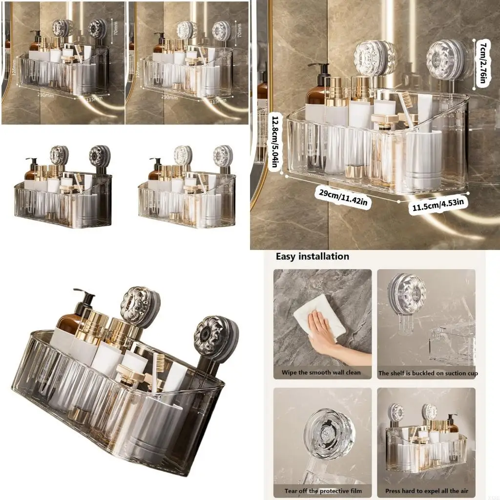 

Modern Bathroom Wall Organizers Shampoo Soap Storage Plastic Construction KXRE