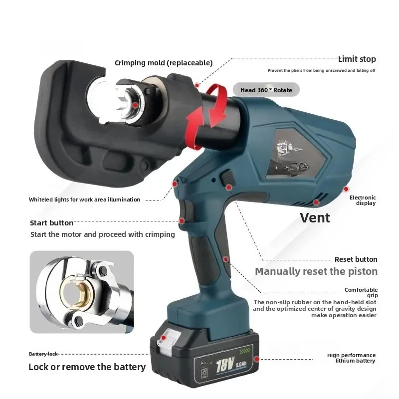 Electric Lithium Battery Rechargeable Terminal Wire Pliers Portable Fast Electrical Hydraulic Tools