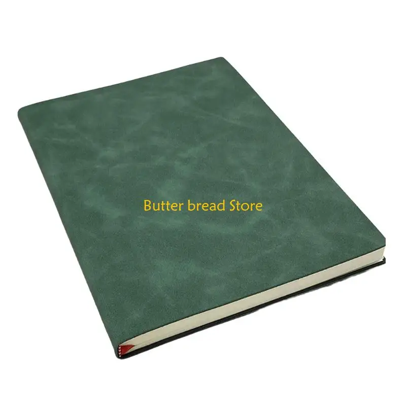 W89C PU Leather Notebook 160 Pages Lined Ribbon Bookmarks for Student Business Worker
