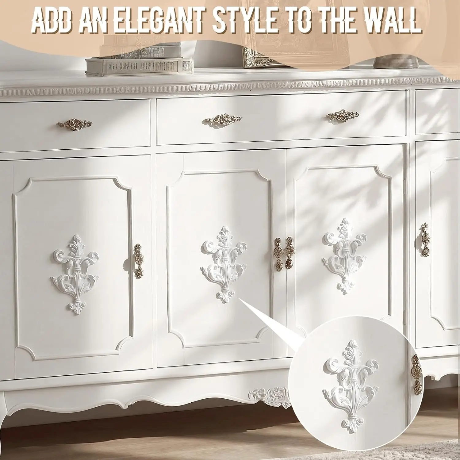 PU Carved Moulding Carved Ornamental Onlay Applique