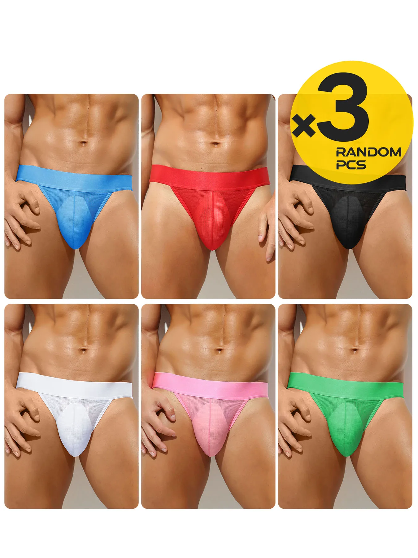 

Pouch Thong Enhancing Low Waist Men Underwear Sexy Ice Silk G-String Jockstraps Breathable Nylon Seamless Underpants 2/3/4pcs