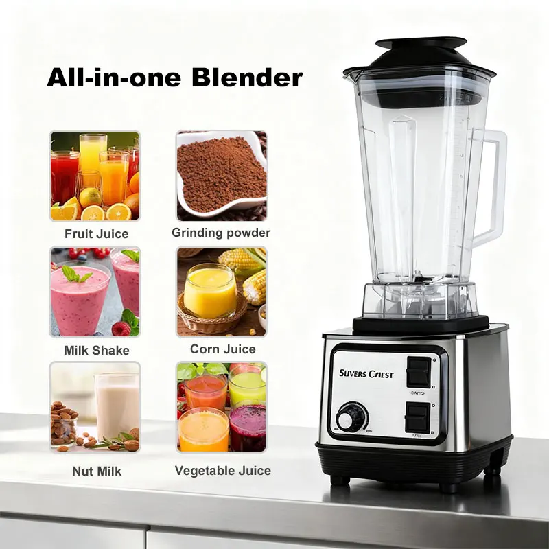 Factory Sales Stainless Steel Cheap 2 in 1 2.5L Blenders for Kitchen Electric Heavy Duty Mixeur Blender and Grinder Silver Crest