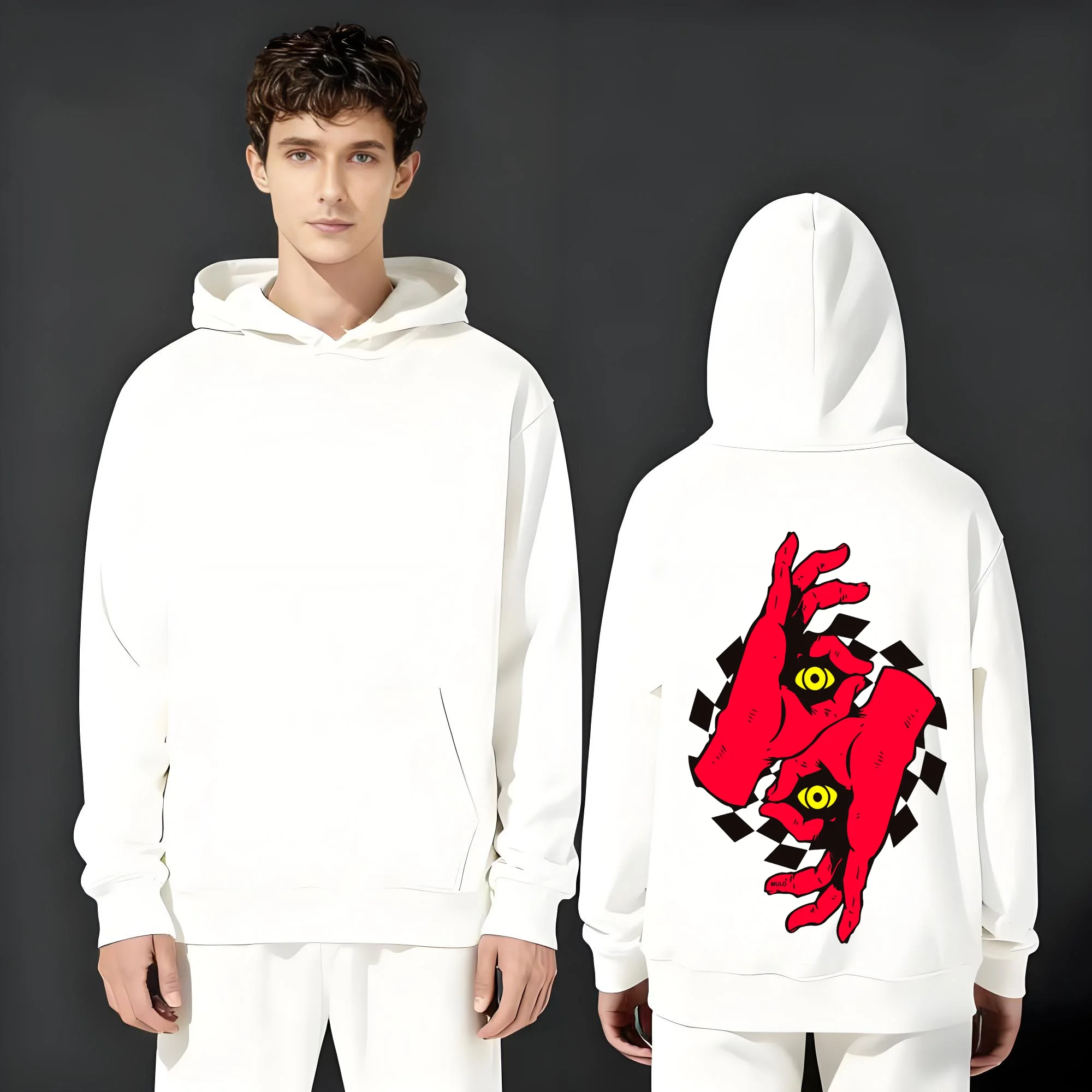 

The latest casual fashion 330g heavyweight hoodie from 2025 is suitable for both men and women featuring finger and eye prints