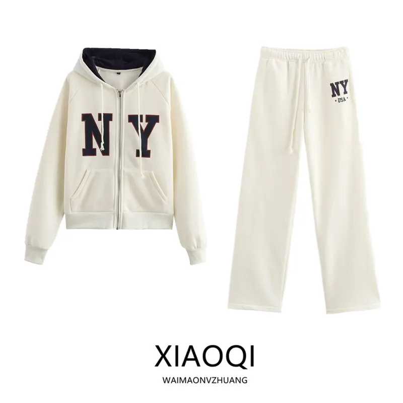 جديد 2024 الخريف الشتاء القطن مقنعين طويلة Sve ملابس رياضية البلوز المرأة Faion كلية Sle مريحة الزي غير الرسمي