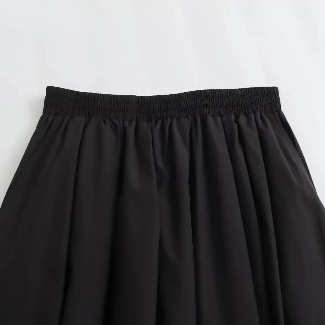 Mooyufon Damesmode Lente Nieuwe Zwarte Brede Geplooide Swing Vintage Chic Vrouwelijke Hoge Taille Elegante A-lijn Lange Rok Mujer