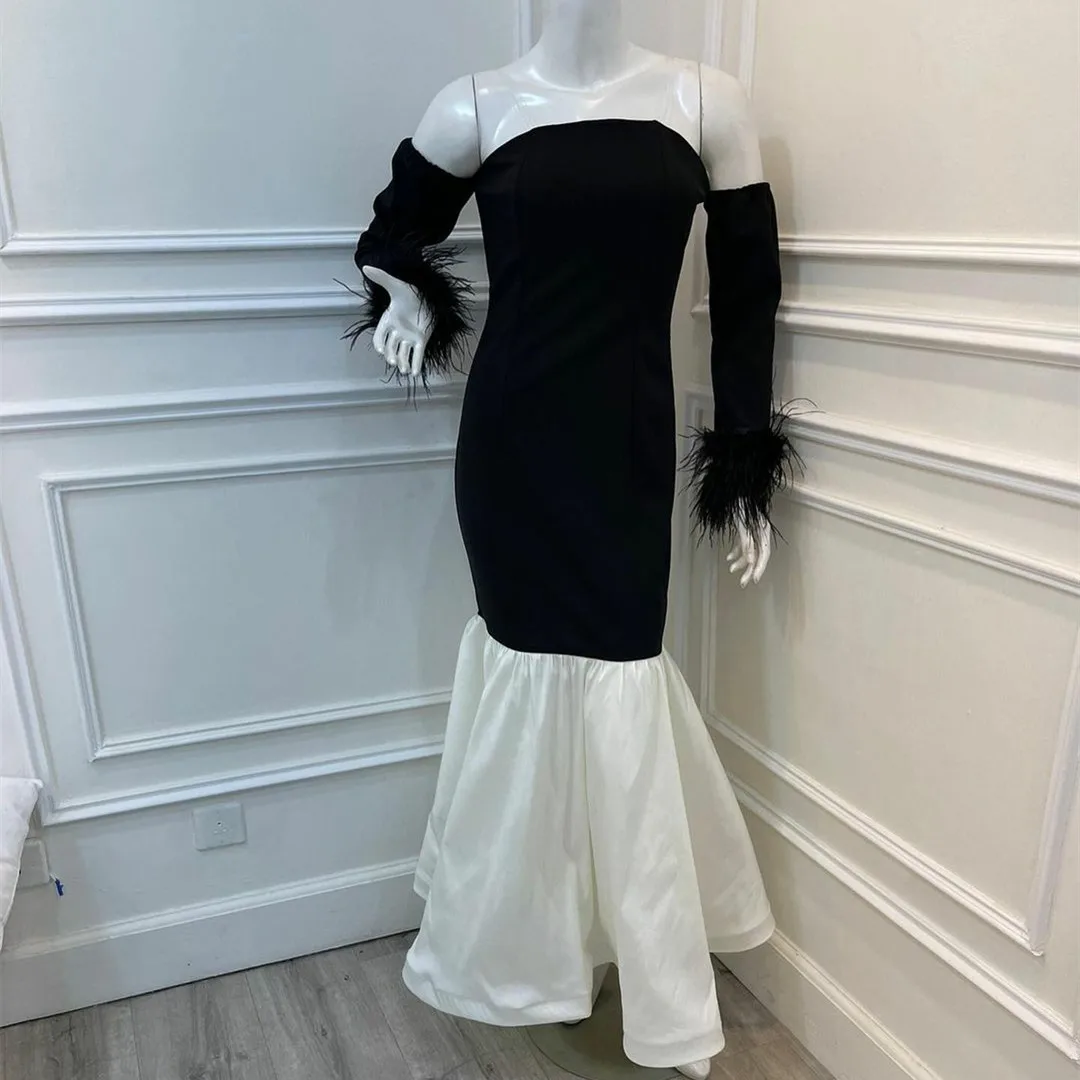 Robes de soirée sirène à manches longues pour femmes, longueur au sol, robe de Rh, robe de soirée