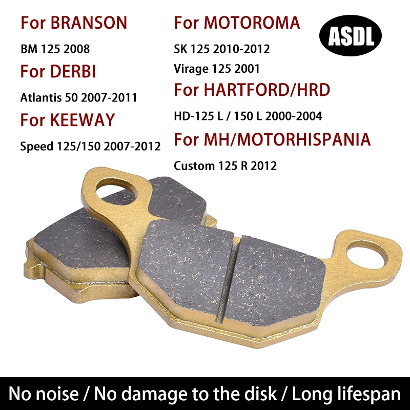 Front Brake Pad for BRANSON BM125 BM 125 2008 For MOTOROMA SK125 SK 125 Virage For DERBI Atlantis 50 For KEEWAY Speed 125 150