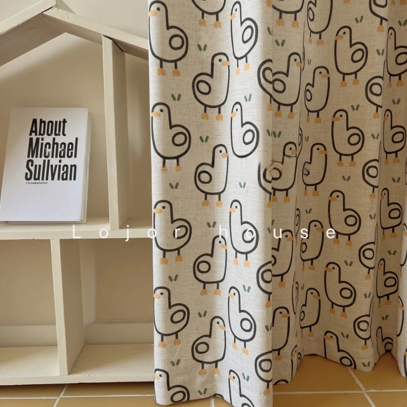 

Cute Printed Duck Curtains Linen Children's Room Curtains Boys and Girls Bedroom Curtains for Living Dining Room Bedroom Custom