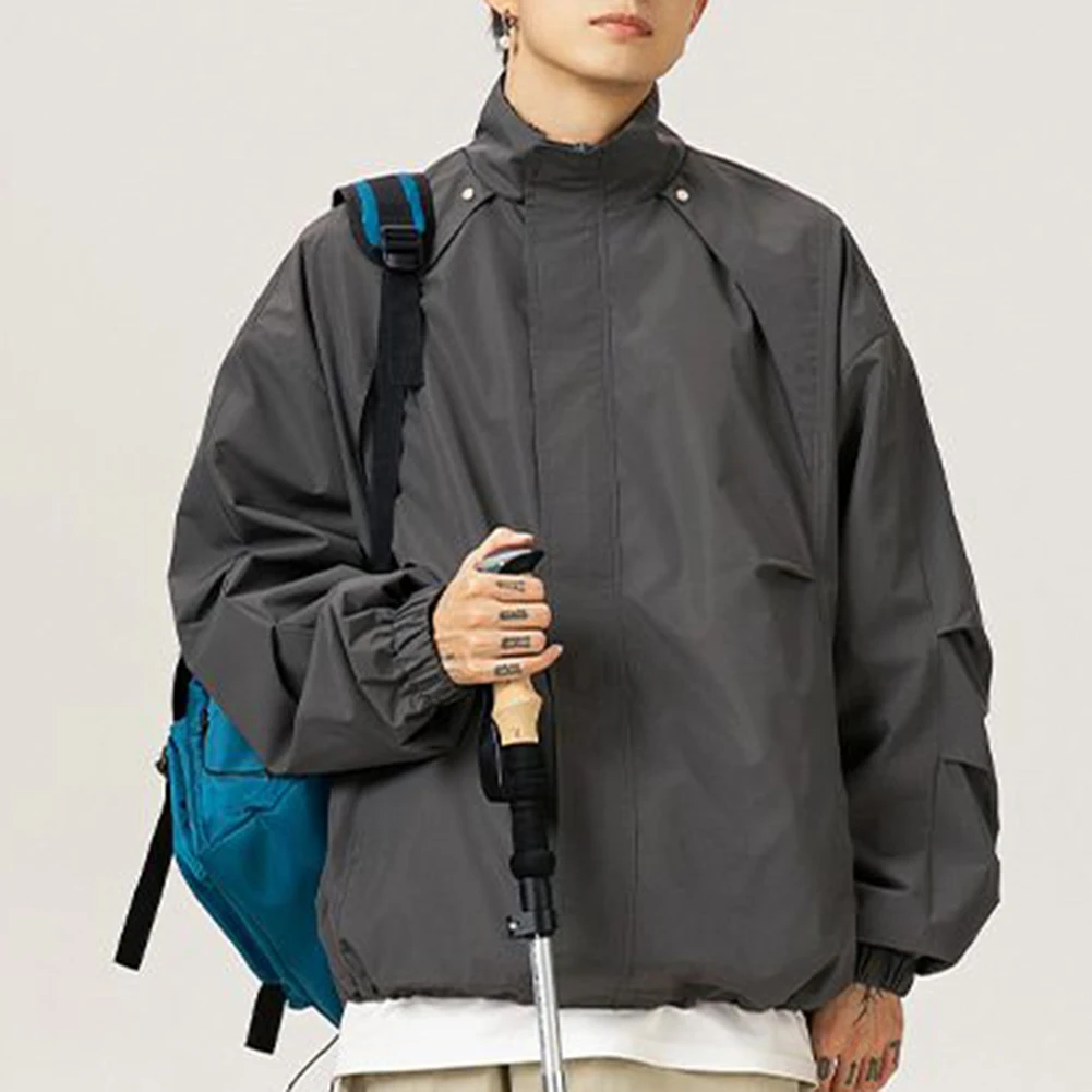 

Праздничная одежда Бежевая мужская куртка-карго Верхняя одежда с длинными рукавами Свободно облегающая куртка Мужская мода на весну