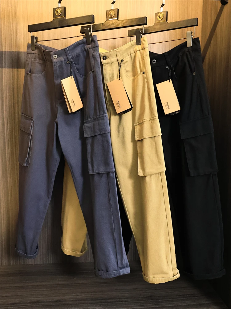 

Heavyweight Cotton Waed Khaki Fabric Men's Thiened American Retro Straight Leg Casual Pants Workwear Trendy Faion Urban...