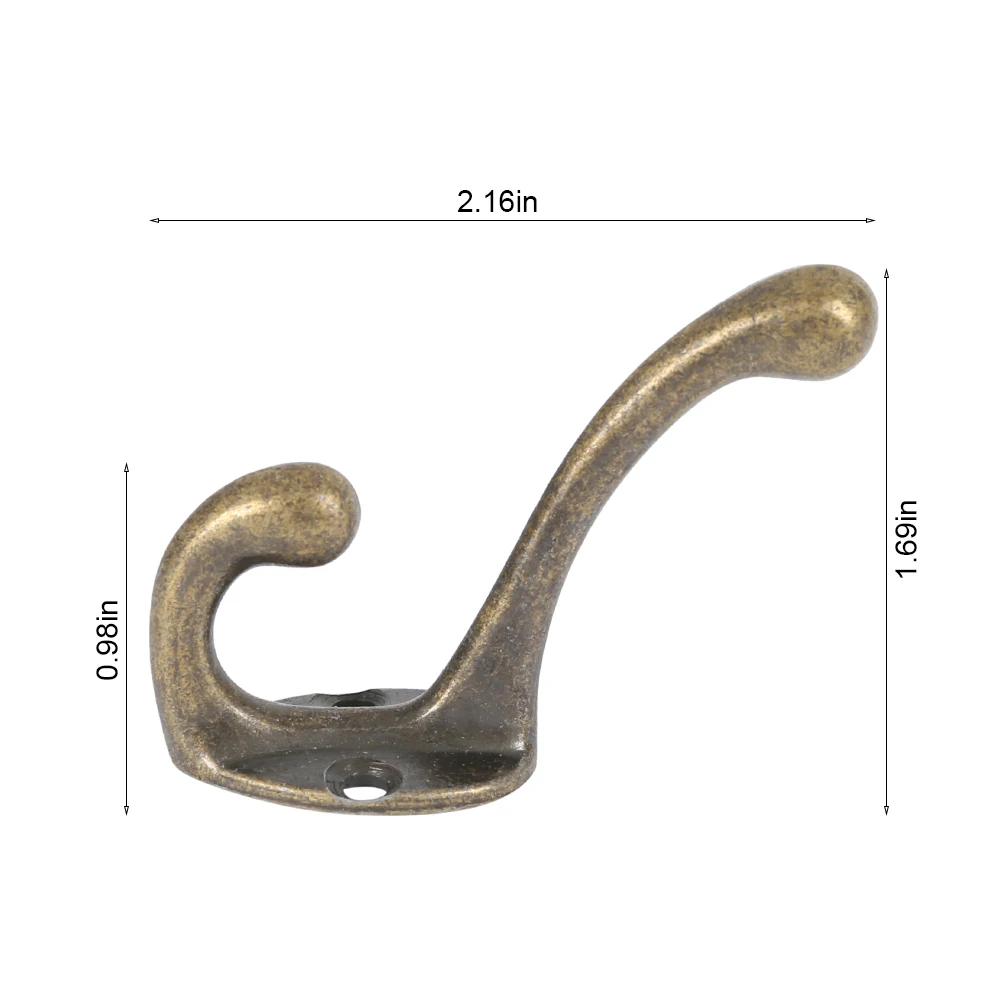 10/20Pc Coat Hooks Wall Mounted Heavy Duty Dual Coat Rack Bronze Vintage Clothes Hanger With Screws for Door Coat Hooks Bathroom
