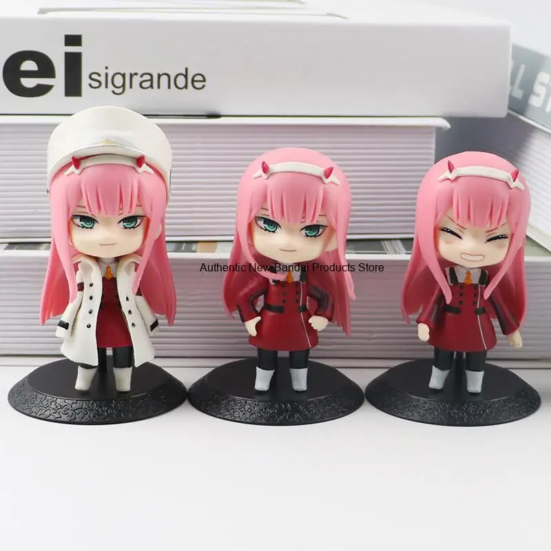 Set de 3 Figuras de Anime DARLING in the FRANXX Zero Two, 10cm, Versión Q, Muñecos de PVC, Juguetes Kawaii