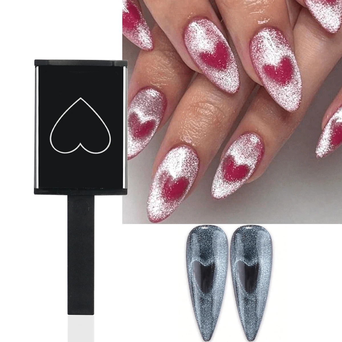 1pc Nail Magnet Heart Patterns Cat Eye DIY Manicure Nail Art Magnet For Gel Polish Manicure Tools Professional Beauty Tool