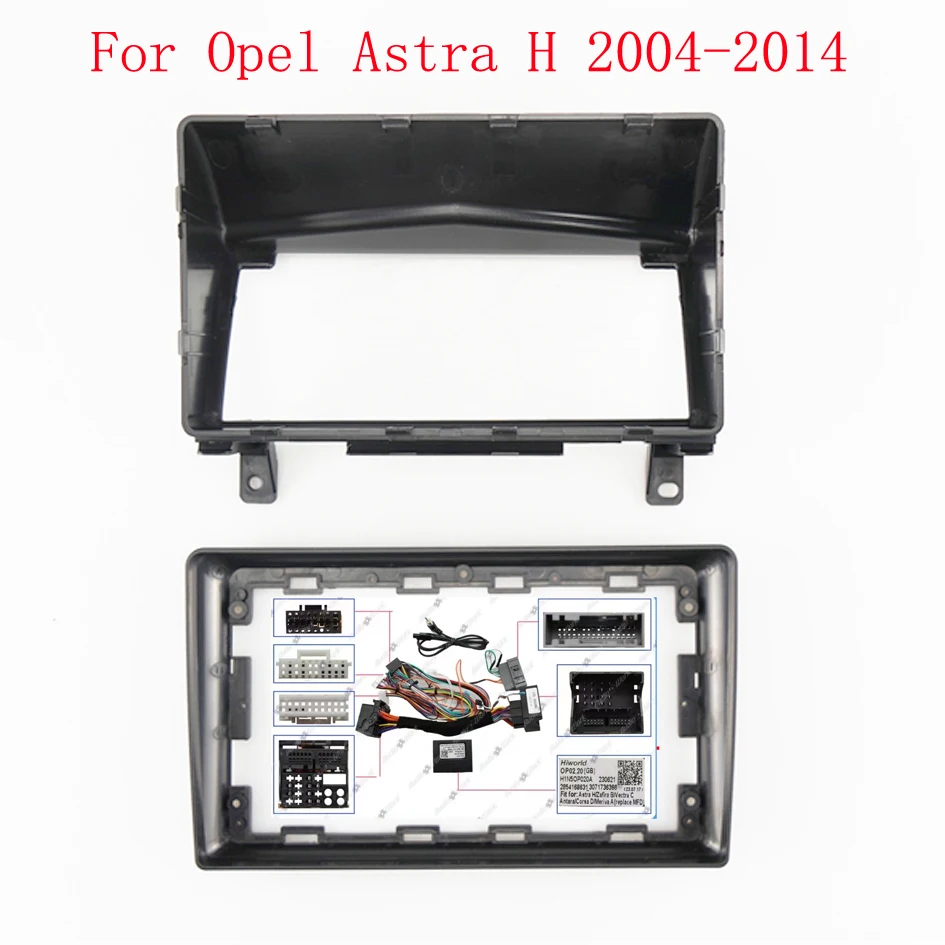 Car Radio Fascias Frame For Opel Astra H 2004-2014 9 inch Stereo Panel Harness Connector Power Cable Adapter Canbus Decoder Kit