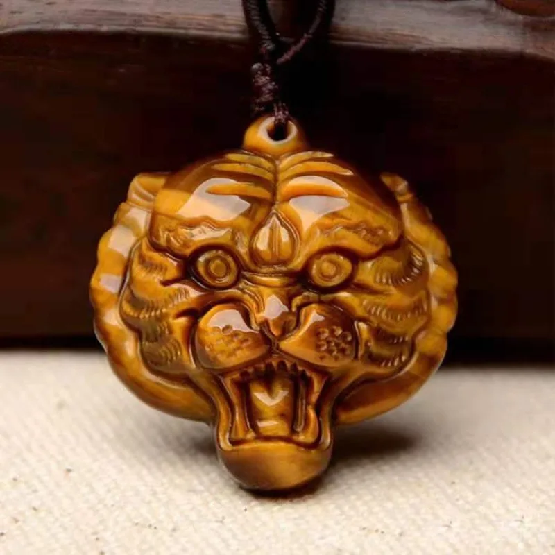 

Natural Yellow Tiger Eye Stone Hand Carved Chinese Zodiac Tiger Jade Pendant Fashion Boutique Jewelry Men's and Women'sNecklace