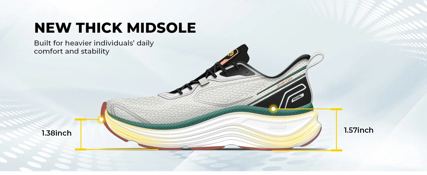 FitVille Herren-Sportsneaker mit breiter Zehenpolsterung, atmungsaktive Freizeitschuhe zum Gehen und Laufen, bequeme Jogging-Schuhe für Männer. – Detail 6