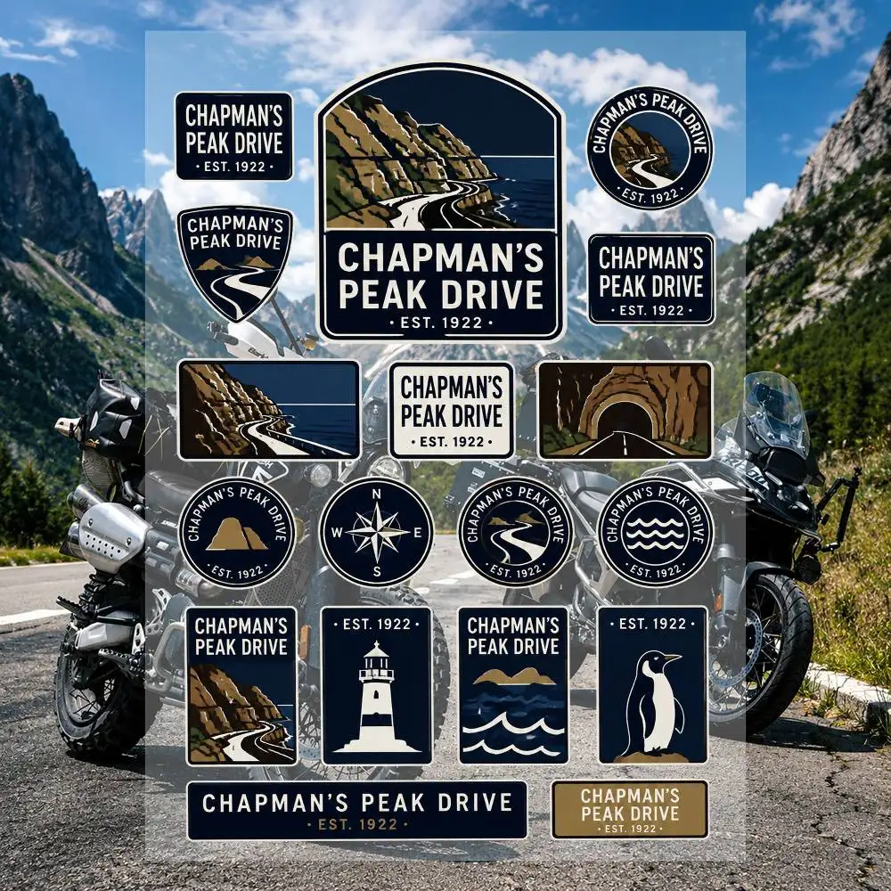 A-Chapmans Peak Drive Racing Motorcycle Stickers Set Waterproof Vinyl Decals For Helmet Motorcycle Car Laptop Skateboard Luggage