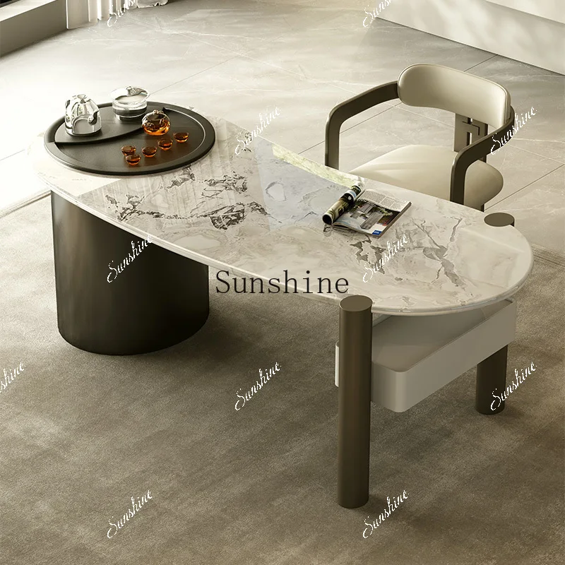 Pure natural luxury stone high-end villa modern home study balcony kung fu tea table  FT