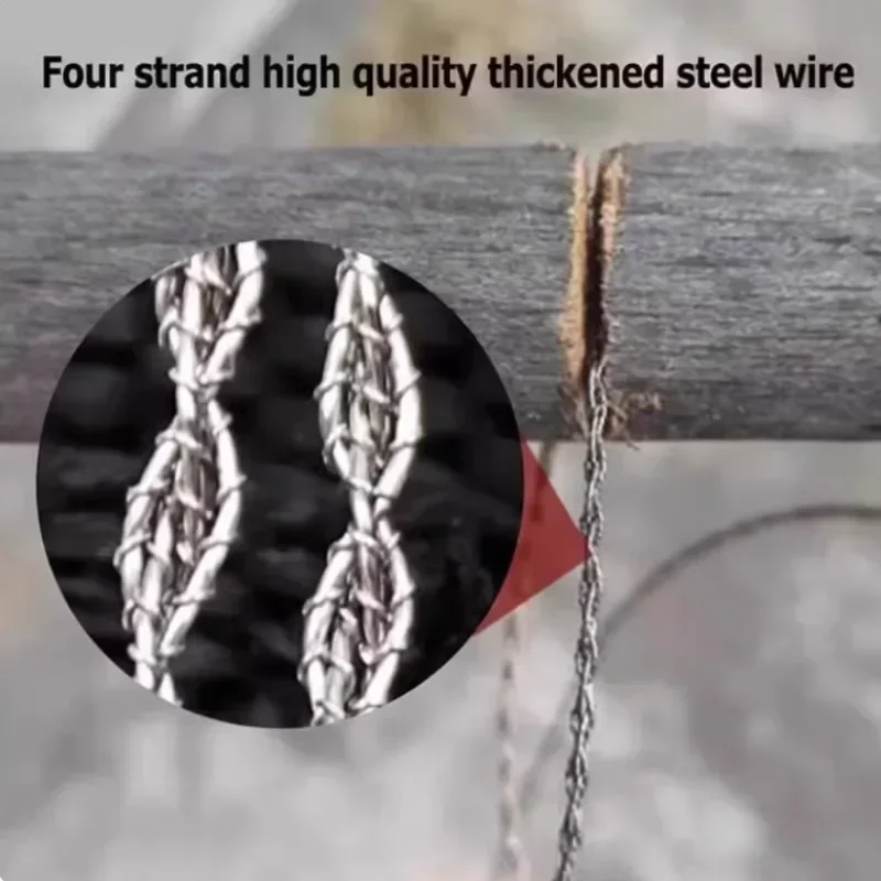 ‌"Stainless Steel Hand-Pulled Wire Rope Saw - Ultra-Thin Survival Tool for Outdoor Camping, Emergency Cutting & Bushcraft"